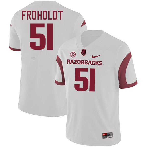 Hjalte Froholdt Arkansas Jersey,Arkansas Razorbacks #51 Hjalte Froholdt Jersey Youth College-White